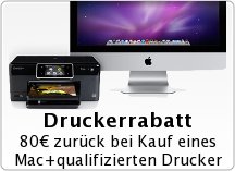 Kaufe einen Mac und qualifizierten Drucker im onCampus online Store und du erhältst einen Rabatt von 80€ zurück.